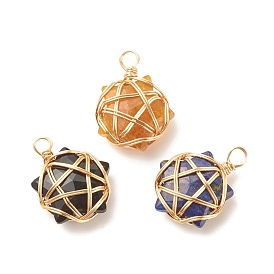 Natural Mixed Stone Pendants, with Eco-Friendly Copper Wire, Star
