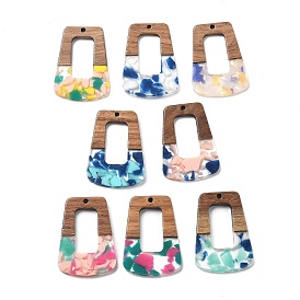 Подвески из смолы и ореха, трапециевидные