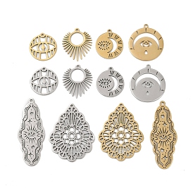 304 Stainless Steel Pendants,  Laser Cut, Evil Eye Charms