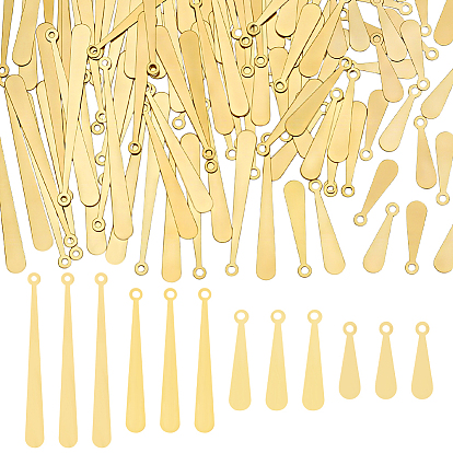 120Pcs 4 Styles Brass Pendants, Teardrop