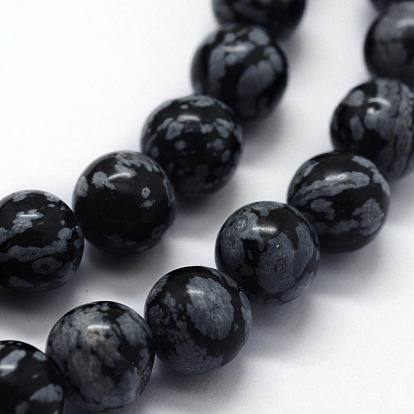 Natural Snowflake Obsidian Beads Strands, Round