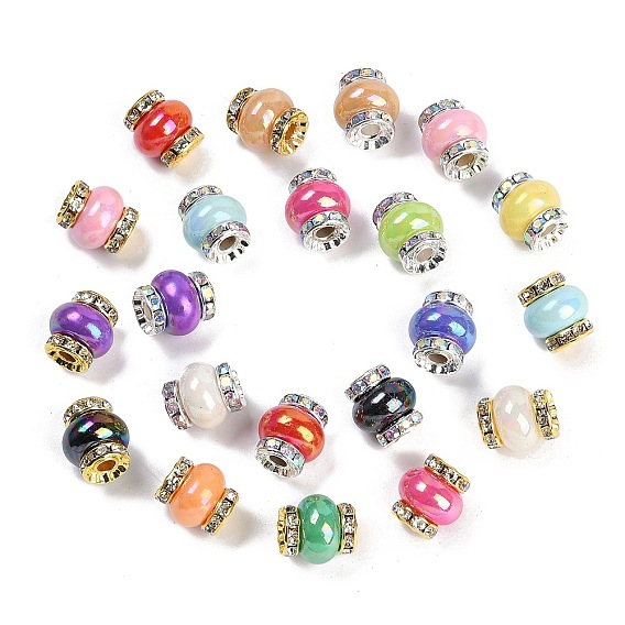 Бусины из смолы с латунными стразами рондель, в форме фонаря, для браслетов, , декор ручки, без кадмия и без свинца
