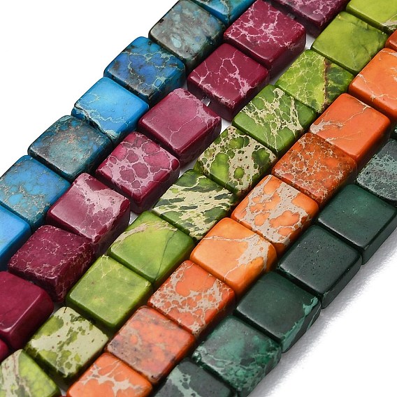 Окрашенные натуральные нитки из бисера имперской яшмы, плоский квадрат