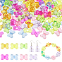 105Pcs 7 Colors Transparent Acrylic Beads, Bowknot