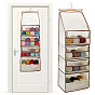 Polyester Door Hanging Storage Bags, Multi-Pocket Fabric Storage with Wood & Iron Hooks