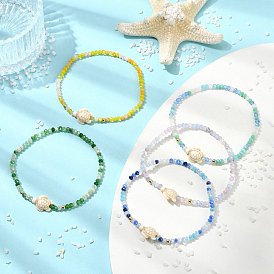 Браслеты из стеклянных бусин и окрашенных синтетических бирюзовых бусин в форме абакуса, эластичные, для женщин., черепаха