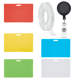 10шт. 5цветов Прямоугольная пластиковая сублимационная именная бирка, пустой бейджик с именем, В комплекте: 10 держатели для бейджей из АБС-пластика и 2 рулон двухсторонней акриловой клейкой ленты.