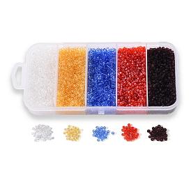 90 g 5 colores 12/0 cuentas de semillas de vidrio, transparente, rondo
