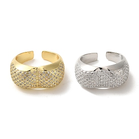 Brass Micro Pave Cubic Zirconia  Open Cuff Rings for Women