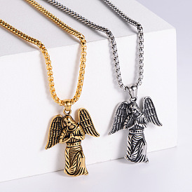 Stainless Steel Angel Pendant Necklaces for Men
