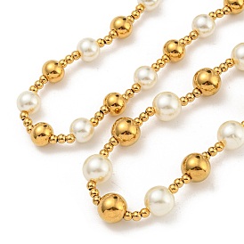 304 Stainless Steel & 201 Stainless Steel & Plastic Pearl Round Beaded Necklaces for Women