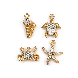 304 из нержавеющей стали амулеты горный хрусталь, ионное покрытие (ip), реальный 18 k позолоченный