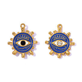 304 нержавеющей стальной эмали подвески, сглаз с амулетами солнца, ионное покрытие (ip), зеркальная полировка, реальный 18 k позолоченный