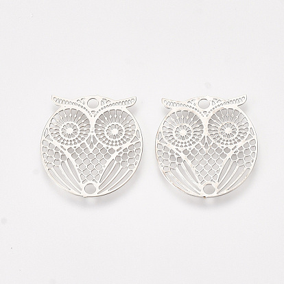 Медные звенья / разъемы, гравированные металлические украшения, без кадмия, без никеля и без свинца, сова