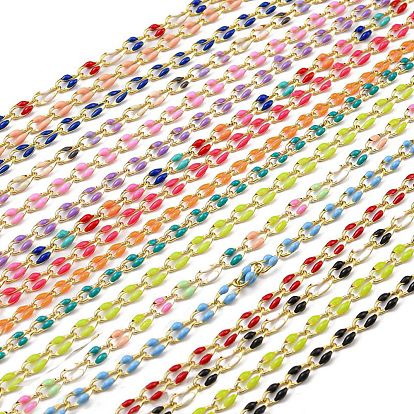 Ионное покрытие (IP) латунных цепей, кабельные цепи с эмалью, реальный 18 k позолоченный, пайки, с катушкой, Плоско-овальные