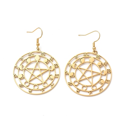 12 Constellations & Moon Phase & Star 304 Stainless Steel Dangle Earrings for Women