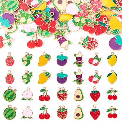 56шт. 14 стили фруктовых сплавов эмалированных подвесок, золотой свет