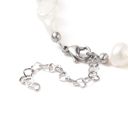 Ожерелье из бусин из натурального барочного жемчуга кеши с застежкой из нержавеющей стали для женщин