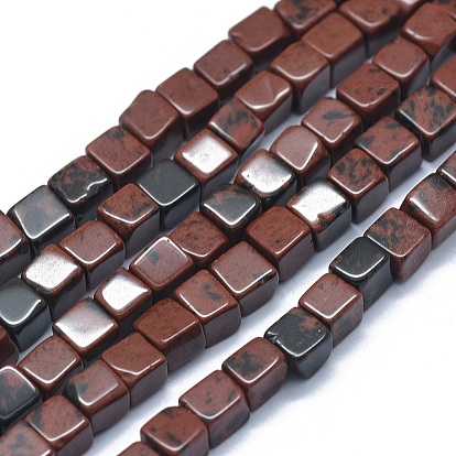Naturelles acajou obsidienne brins de perles, cube