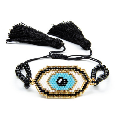 Handmade Turkish Evil Eye Miyuki Beaded Bracelet Couple Set Ethnic Jewelry