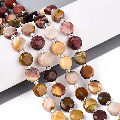 Природные mookaite бисер нитей, плоско-круглые, граненые, с бисером
