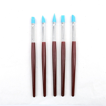 Silicone Polymer Clay Sculpting Tool Pen, with Wood Penholder, Carving Pen Set for Clay Craft