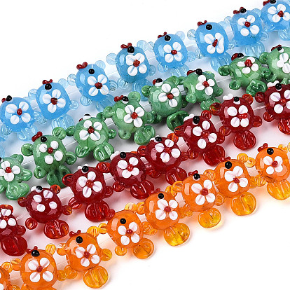 Бусы лэмпворк ручной работы, рыба и цветок