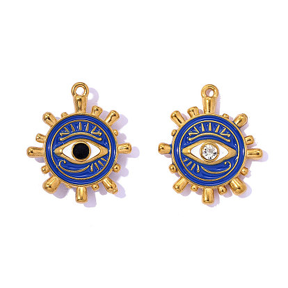 304 нержавеющей стальной эмали подвески, сглаз с амулетами солнца, ионное покрытие (ip), зеркальная полировка, реальный 18 k позолоченный