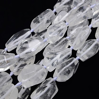 Brins de perles de cristal de quartz de pierres précieuses naturelles, perles de cristal de roche, nuggets, 20~45x10~25mm, Trou: 2mm, Environ 10~12 pcs/chapelet, 15.74 pouce