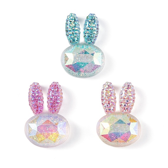 Кабошоны с головой кролика из прозрачной эпоксидной смолы, с блеском порошок