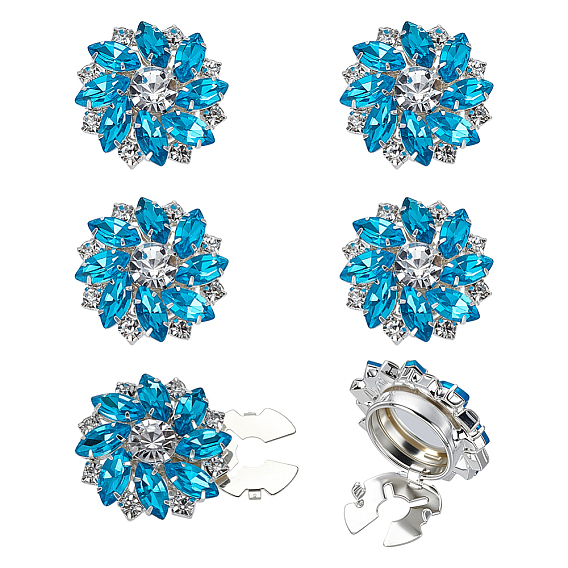 6шт. кнопки из сплава, со стеклом, цветок