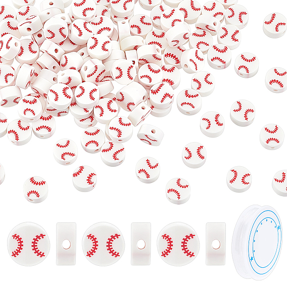 Наборы для самостоятельного изготовления ювелирных изделий, включают в себя бейсбольные бусины из полимерной глины, прозрачная эластичная кристаллическая нить