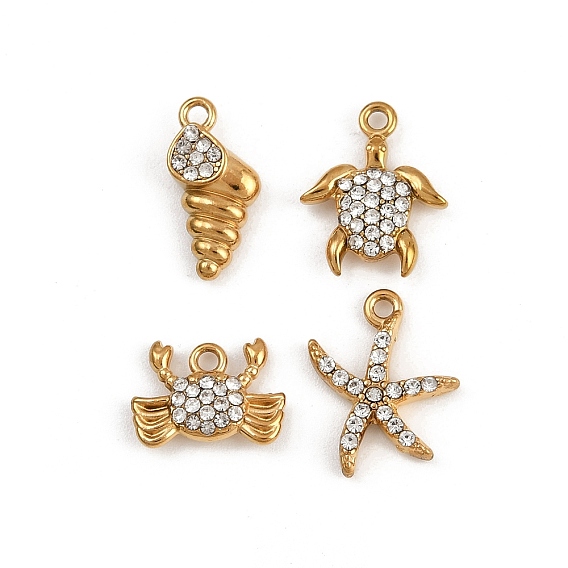 304 из нержавеющей стали амулеты горный хрусталь, ионное покрытие (ip), реальный 18 k позолоченный