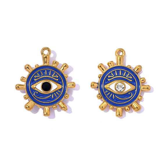 304 нержавеющей стальной эмали подвески, сглаз с амулетами солнца, ионное покрытие (ip), зеркальная полировка, реальный 18 k позолоченный