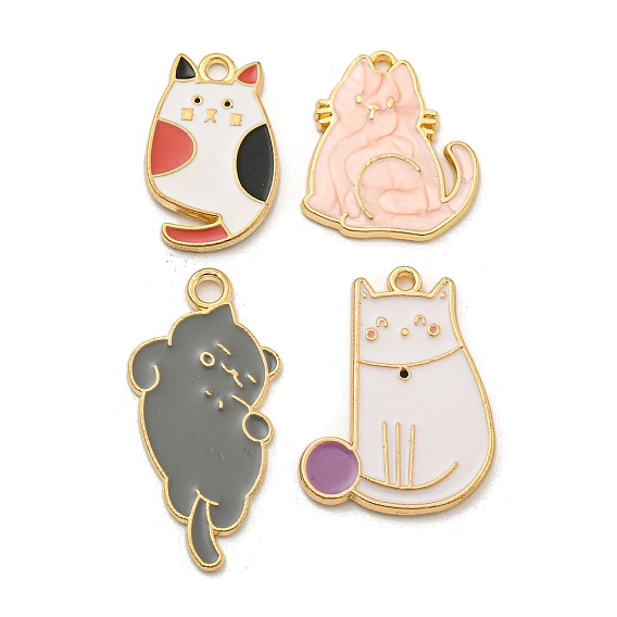 Подвески из эмали и сплава, золотые, кошачье очарование