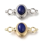 Магнитные застежки из латуни с микропейвом и прозрачным кубическим цирконием, без кадмия, без никеля и без свинца, с натуральным лазуритом, овальные