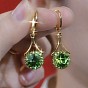Alloy Rhinestone Hoop Dangle Earrings for Women, Round, Golden