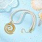 304 Collares de mujer con colgante de vórtice de acero inoxidable y cordón de nailon trenzado, blanco floral