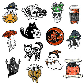 Halloween series brooch ghost skull wearing a hat funny pin bag clothes accessories