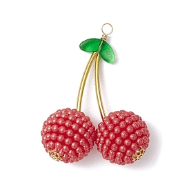Абс пластмассовые жемчужные подвески, вишня, с золотой латунной трубкой и акрилом