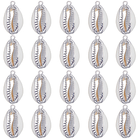 20шт. подвески из натуральной ракушки каури с гальваническим покрытием, оберег из ракушек с железной фурнитурой