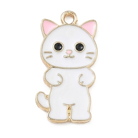 Colgantes de la aleación del esmalte, encantos de forma de gato, dorado
