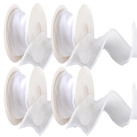 4 рулоны АБС-сетки с жемчужной окантовкой для изготовления бантов, Подарочная упаковка