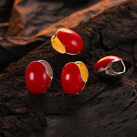 Chic and Stylish S925 Silver Red Bean Earrings with 3D Egg-shaped French Design