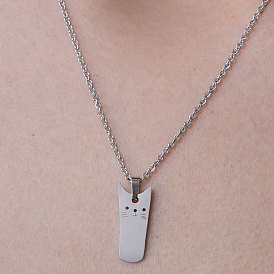 201 Stainless Steel Cat Shape Pendant Necklace