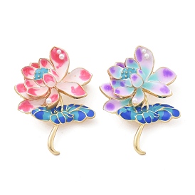 Эмалевые булавки в виде лотоса, броши из сплава для одежды рюкзака, с пластиковой жемчужины