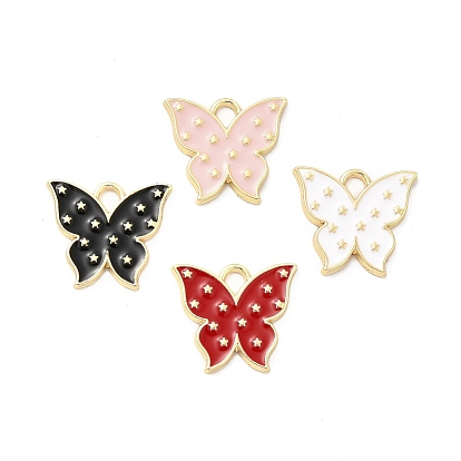 Alloy Enamel Pendants, Light Gold, Butterfly Charm