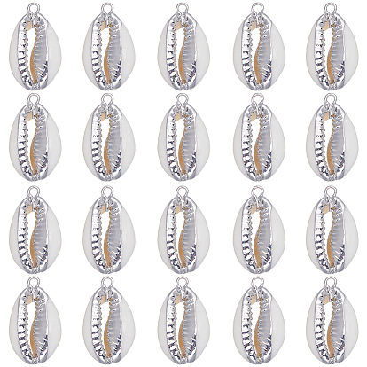 20шт. подвески из натуральной ракушки каури с гальваническим покрытием, оберег из ракушек с железной фурнитурой