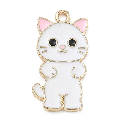 Colgantes de la aleación del esmalte, encantos de forma de gato, dorado