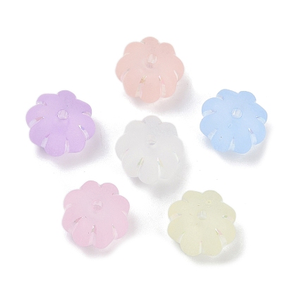 Матовые прозрачные акриловые бусины, тыква, серебристого металла, обвитыми, с покрытием AB цвета